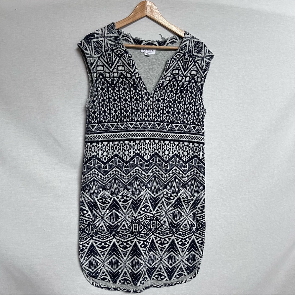 Velvet Blue and White Aztec Print Coverup/Dress